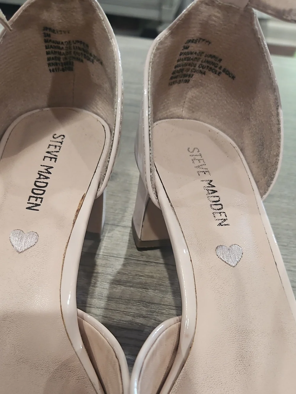 Steve Madden Muted Pink Patent Ankle-Strap Block Heels little girl's size 3